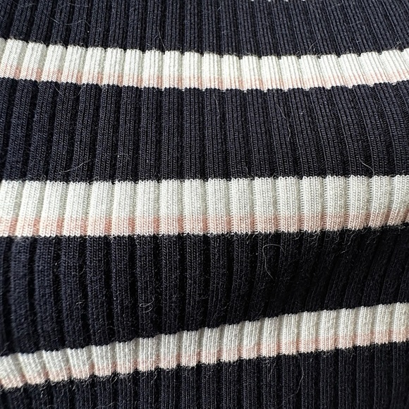 LOFT | NWOT BLACK WHITE PINK STRIPED MIDI DRESS LONG SLEEVED | SIZE: 6 - Picture 10 of 10